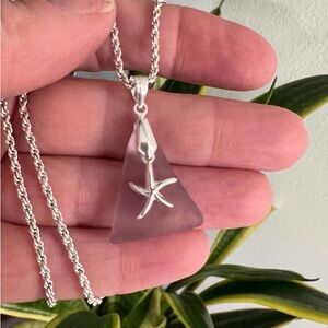 Hand Crafted Lavender Sea Glass Necklace Pendant